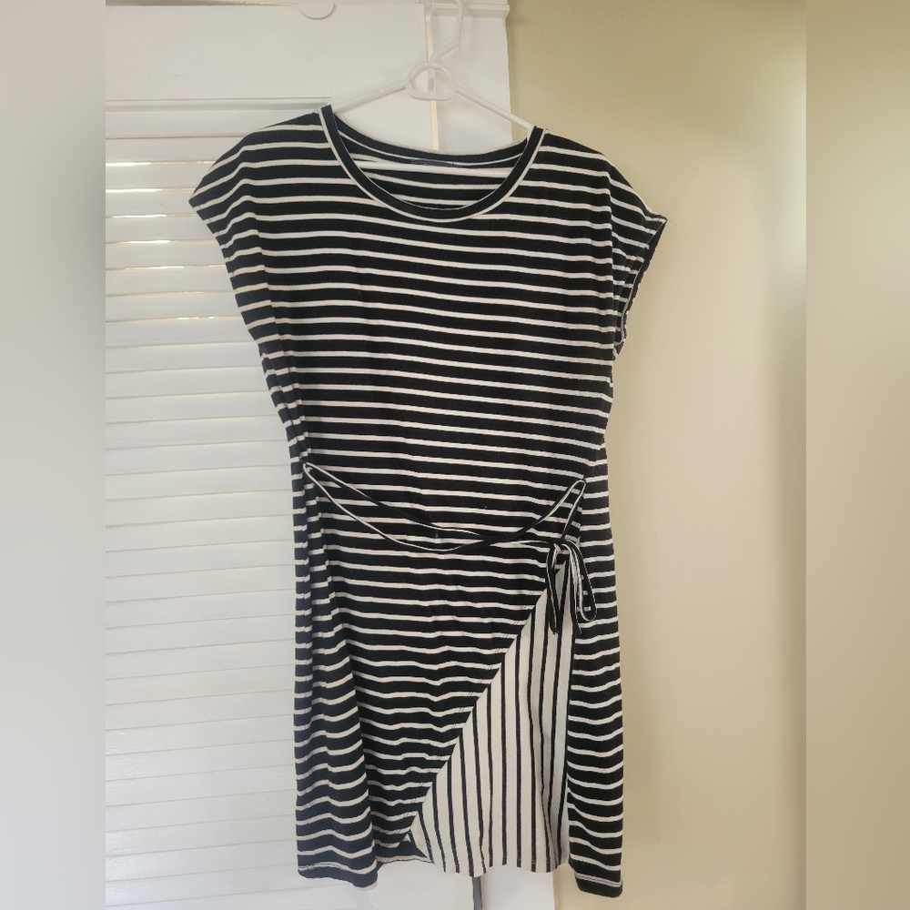 Striped Black Dress, Medium